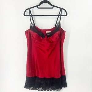 ✅ CACIQUE RED AND BLACK LACE CHEMISE SIZE 22-24 VALENTINES WEDDING ROMANTIC